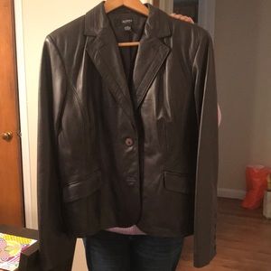Dark brown leather blazer